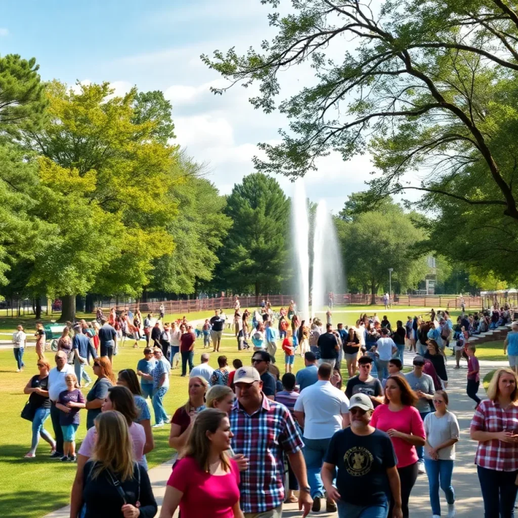 A busy park in Greenville, showcasing the community's efforts to find a missing teenager.