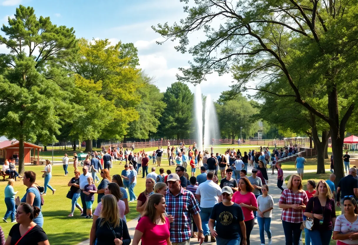 A busy park in Greenville, showcasing the community's efforts to find a missing teenager.