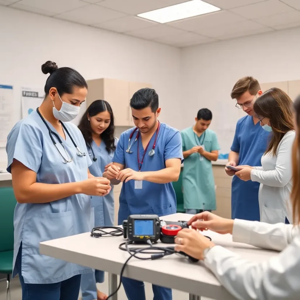 Medical students participating in hands-on learning in South Carolina