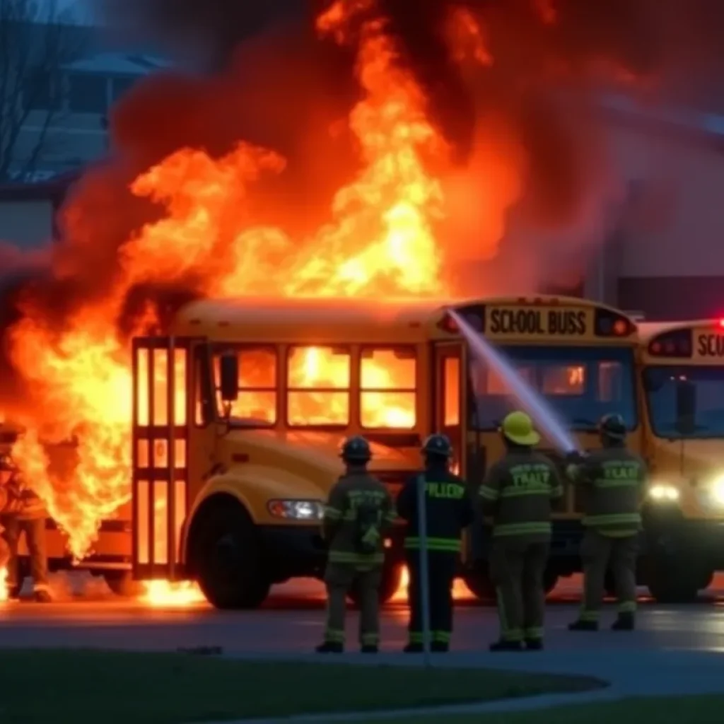 School Buses on Fire
