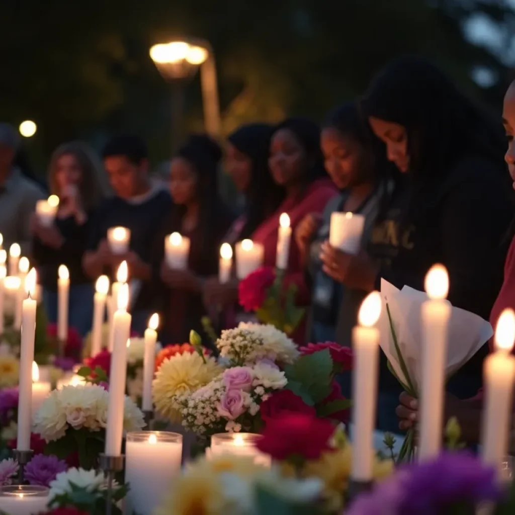 Community members gathering at vigil for Tiru Chabba