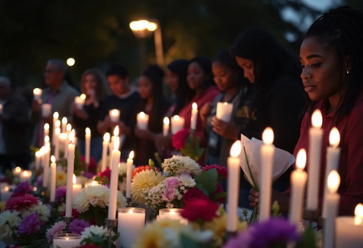 Community members gathering at vigil for Tiru Chabba